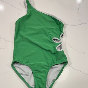 Old Navy Green One-Shoulder Kids Swimsuit